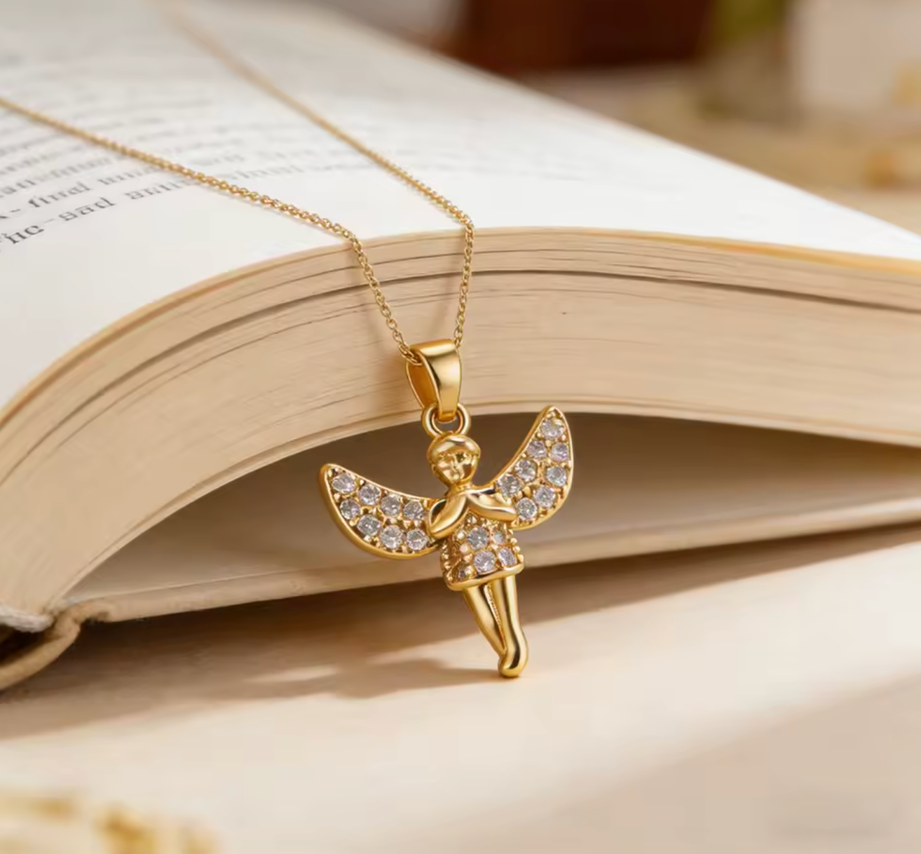 Gold Angel Pendant Necklace