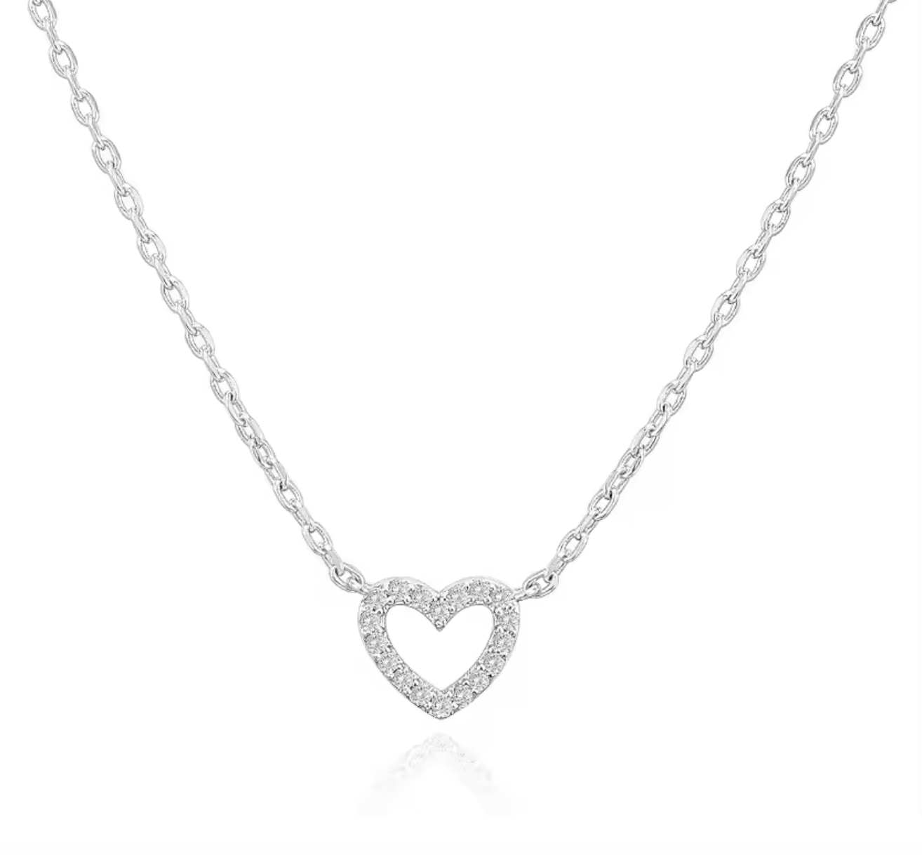 14K Gold Plated CZ Heart Necklace
